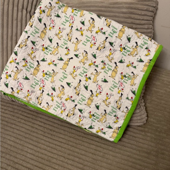 Brand New Homemade Dr. Seuss Green Eggs and Ham Baby Blanket - Picture 2 of 6